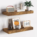 Fun Memories Floating Shelves - 16 Inch Rustic Brown Wall Shelf - Wall Mounted Shelves for Wall Decor Storage - Wooden Shelves with Invisible Brackets for Living Room, Bedroom, Kitchen, 2 Pack-Ruum Studio Home