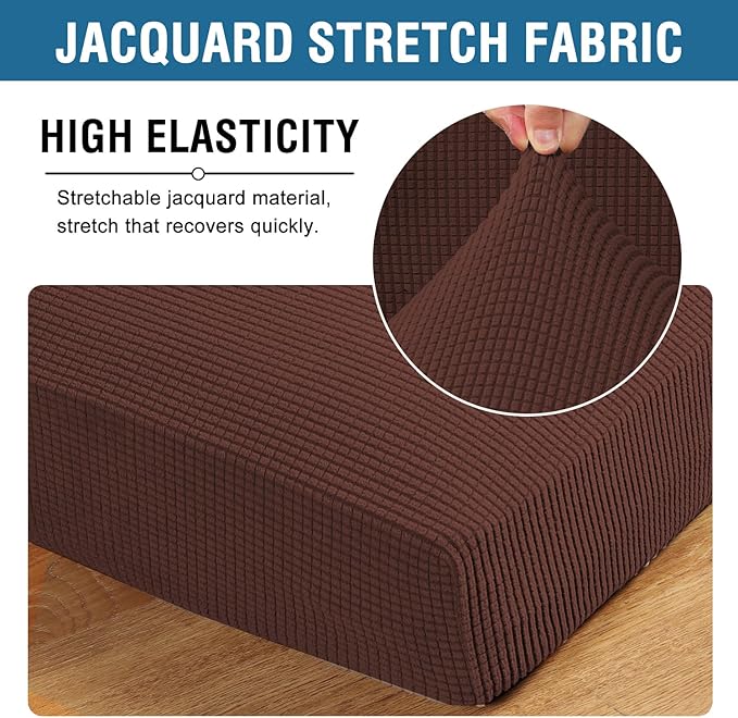 H.VERSAILTEX Super Stretch Individual Seat Cushion Covers Sofa Covers Couch Cushion Covers Slipcover Sets Thick Jacquard Textured Twill Fabric (1 Piece Loveseat Cushion Cover, Burnt Brick)-Ruum Studio Home