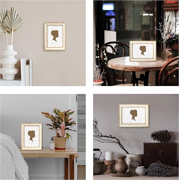 AELS 5x7 Inch Vintage Picture Frame, Elegant Antique Photo Frames with Glass Front, Photo Display, Tabletop Wall Hanging, Gift Ideas, Off-white with Gold Trim-Ruum Studio Home