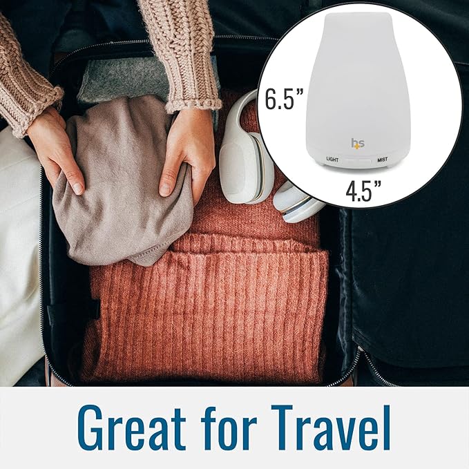 HealthSmart Essential Oil Diffuser, Cool Mist Humidifier and Aromatherapy Diffuser with 150ML Tank Ideal for Small Rooms, Adjustable Timer and Mist Mode, White-Ruum Studio Home