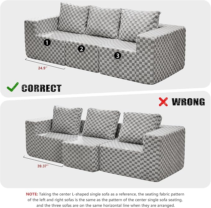 Hobestluk Modular Sectional Sofa Memory Foam Couch Oversized Sectional Sofa 3-Seater with Chaises Cloud Couch with Removable Cover U Shaped Sofa for Living Room (Plush Grey, U Shape)-Ruum Studio Home