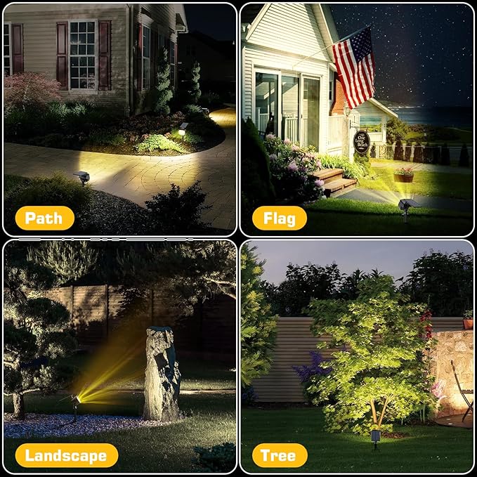 Kaxiida Solar Lights Outdoor Waterproof - 2025 Upgrade 3 Level Ultra Bright Spot Lights Uplights, LED Landscape Spotlight for Tree, Pathway, Wall, Adjustable Solar Panel Auto On/Off-Ruum Studio Home