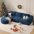 Modular Sectional Sofa with L-Shape Chaise,Cloud Sectional Modern Sleeper Couch with Deep Seat,Sponge Compression Sofas No Assembly Required (Blue-Corduroy Fabric) 1PCS-Ruum Studio Home