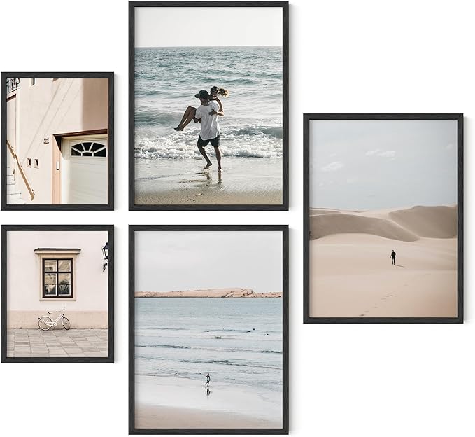 HAUS AND HUES Picture Frames for Wall - Set of 5 black photo frames, Photo Frame Collage, Bulk Picture Frames, Assorted Picture Frames, Picture Frames Bulk (Two 8x10, Three 12x16 Black)-Ruum Studio Home