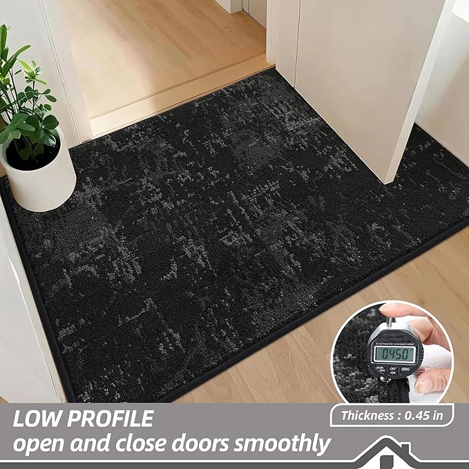 BEQHAUSE Dirt Trapper Door Mat 20"x32" Non-Slip Door Mats Washable Entryway Rugs Stain Resistant Doormat Absorbent Welcome Floor Mat for Front Back Door, Muddy Wet Shoes & Paws,Black-Ruum Studio Home