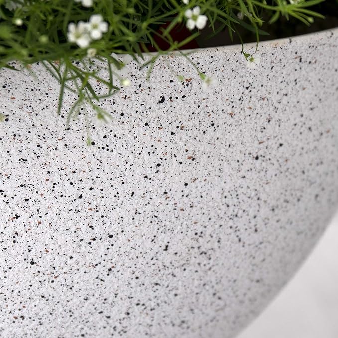LA JOLIE MUSE Large Hanging Planters for Outdoor Plants - 13 Inch Hanging Flower Pots Set of 2, Speckled White-Ruum Studio Home