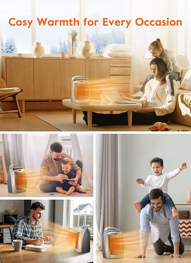 GiveBest Space Heaters for Indoor Use, Portable Heater with Thermostat, Timer, Eco Mode and Fan Mode, 1500W PTC Ceramic Fast Safety Heat for Bedroom Home-Ruum Studio Home
