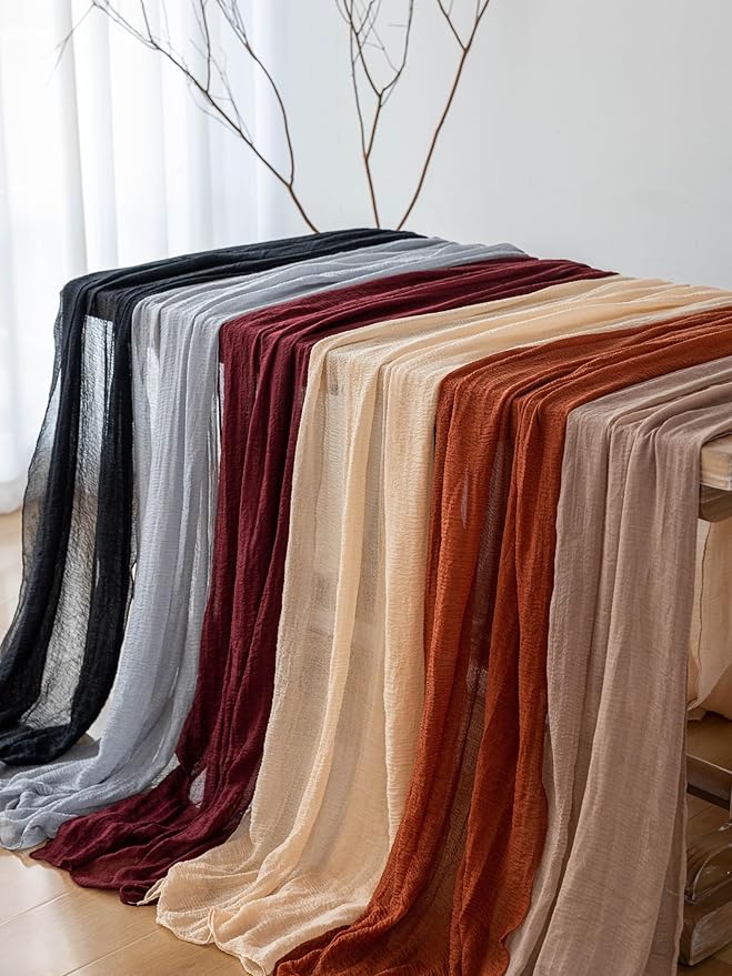 Burgundy Table Runner Red Cheesecloth Gauze 120 Inch 10 FT Rustic Boho Cheese Cloth Runner for Wedding Baby Shower Bridal Shower Birthday Party Long Sheer Home Decorations-Ruum Studio Home