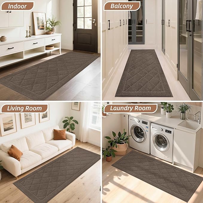 BEQHAUSE Dirt Trapper Door Mat 24" x 60", Doormat Non-Slip Entryway Rugs Washable, Dog Door Mat Stain Resistant and Absorbent Welcome Floor Mat for Front Back Door, Muddy Wet Shoes & Paws, Light Brown-Ruum Studio Home