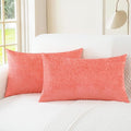 CaliTime Throw Pillow Covers Decorative 12 X 20 Inches Pack of 2 Cozy Chenille Cushion Cases for Couch Sofa Bed Living Room Home Living Coral-Ruum Studio Home