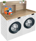 Royxen 2-Tier Washer Dryer Countertop,19.5"H Wood Washer and Dryer Topper with Shelf,Laundry Countertop Over Washer and Dryer, Universal Fit for Laundry Room Organization (White Oak, 54"W X 27.5"D)-Ruum Studio Home