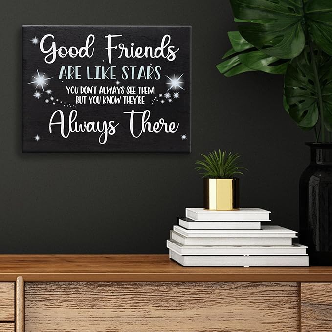 Good Friends Are Like Stars Wooden Sign – Sentimental Gift for Best Friend, Rustic Wall Hanging Decor, Friendship Keepsake, American Made, Thoughtful Birthday-Ruum Studio Home