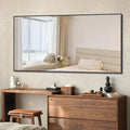 Black Bathroom Mirror for Wall, 55x30 Inch Rectangle Mirrors with Metal Frame, Modern Vanity Wall Mirror Decor for Bathroom Living Room, Entryway Hangs Horizontal or Vertical-Ruum Studio Home