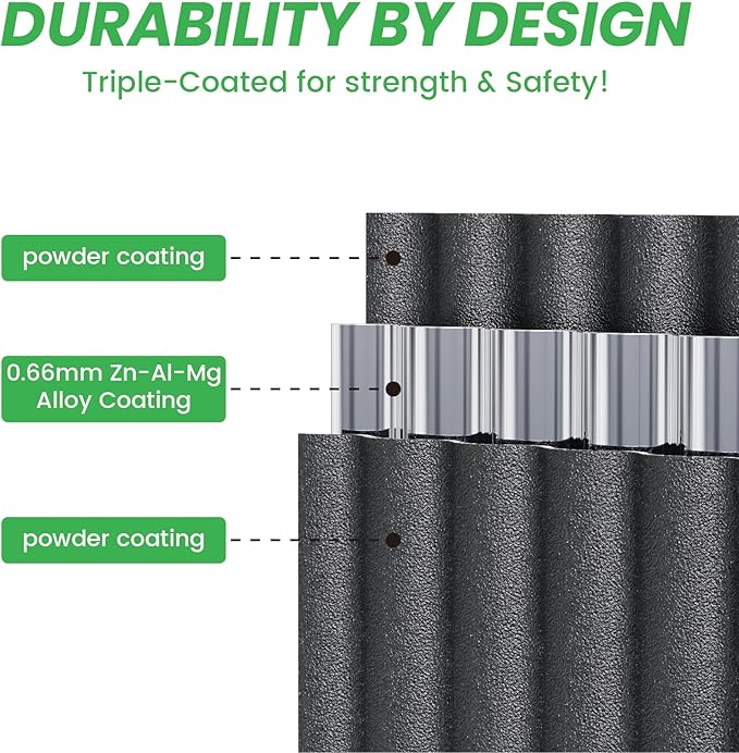 Raised Garden Bed Kit 8×2×1.4 FT Magnesium-Aluminum-Zinc Stainless Steel Metal Planter Box for Planting Outdoor Plants Vegetables (Cracked Silver)-Ruum Studio Home