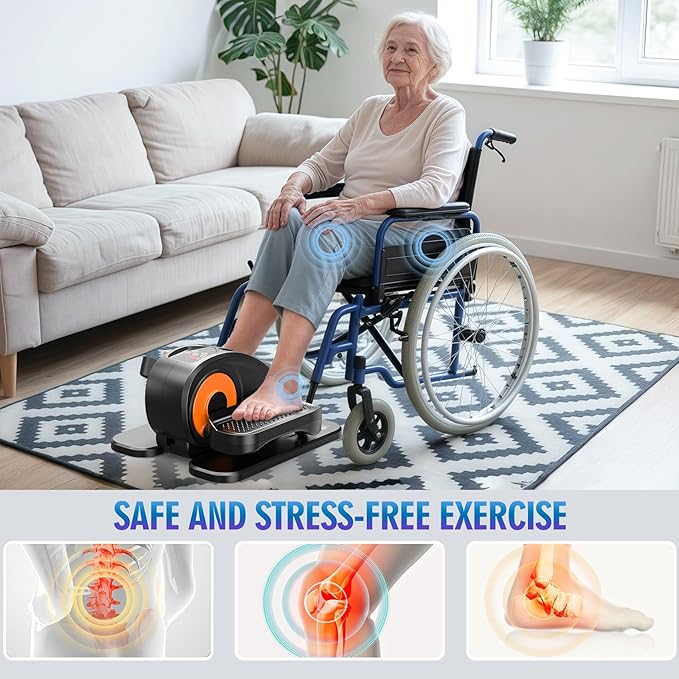Under Desk Elliptical Machine, Quiet & Portable Seated Pedal Exerciser with 12 Adjustable Speeds & Remote Control, Low-Impact Electric Ellipse Leg Exerciser for Cardio & Strength-Ruum Studio Home