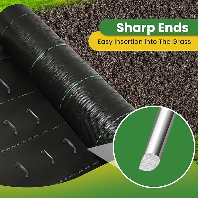 Landscape Staples Galvanized 10 Inch 60 Pcs, Metal Garden Stakes 1.6 Inch, Garden Staples for Weed Barrier Lawn 11 Gauge-Ruum Studio Home