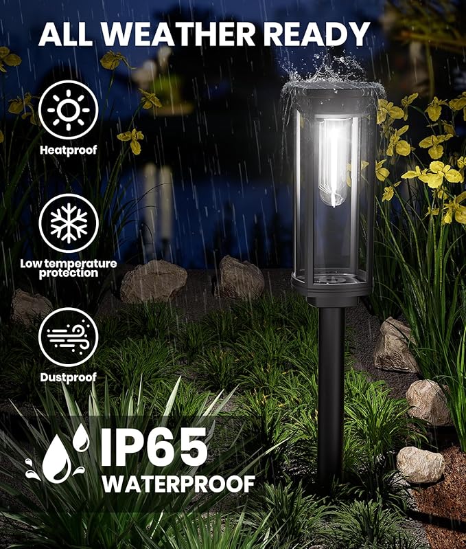 4 Pack Solar Pathway Lights Outdoor, Modern Super Brightness LED Path IP65 Waterproof Garden Lights Solar Powered Landscape Lighting for Outside Yard Garden Driveway Walkway-Ruum Studio Home