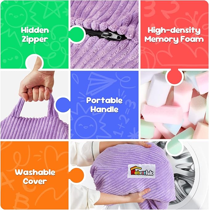 Hobestluk 2.5FT Bean Bag Chair Beanbags Small Bean Bag Chair with Filler Included Teardrop Bean Bag with Removable Cover for Bedroom Living Room (Small, Purple)-Ruum Studio Home