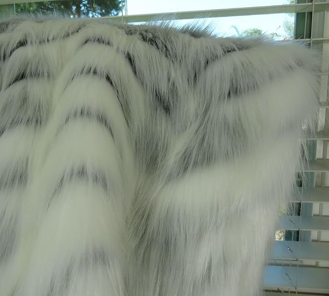 White Fox Faux Fur Throw Blanket & Bedspread - White Gray Fox Fur Throw - Luxury Fox Faux Fur - Soft Faux Fur Blanket, Handmade in USA, 16483-Ruum Studio Home