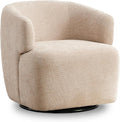 Swivel Accent Chair, Chenille Barrel Chair for Living Room, Cozy Round Boucle Arm Chair, Metal Base for Club Nursery Bedroom, Beige-Ruum Studio Home