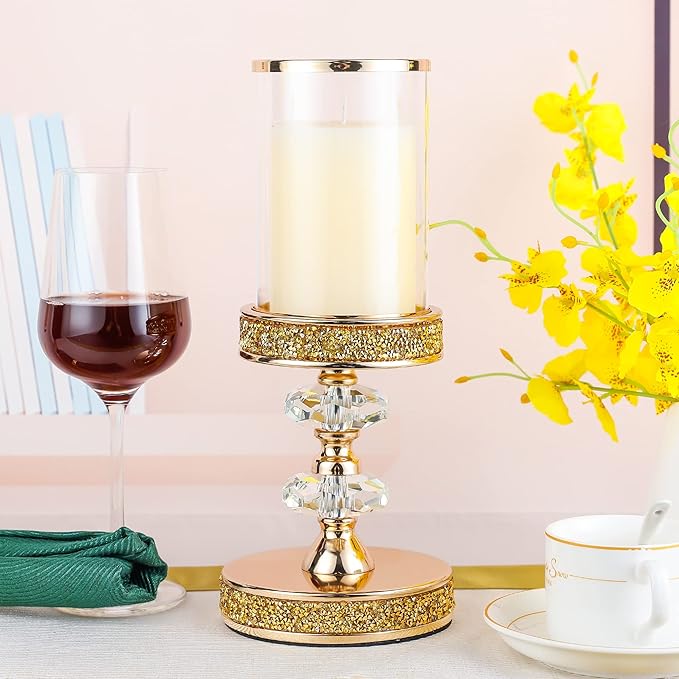 Candle Holder, Pillar Candle Holders, Crystal Candlesticks Holder for Wedding, Parties, Events, Chirstmas,Home Decor, Table Centerpieces CH028D (M)-Ruum Studio Home