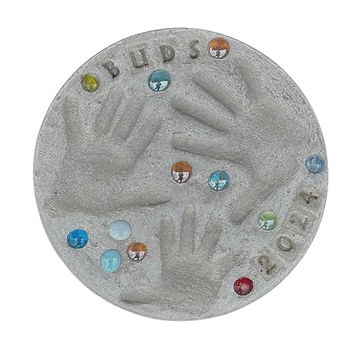 Large DIY Stepping Stone Kit, Handprint Stepping Stone, Mother's Day Gift, Footprint Stepping Stone (12 inch)-Ruum Studio Home