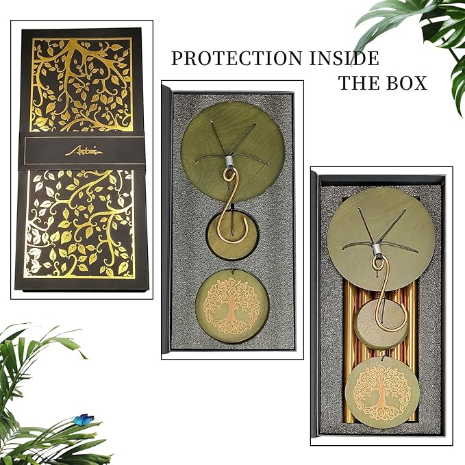 Gifts for Mom & Grandma - Outdoor Wind Chimes with Engraved Tree of Life, Large Patio Hanging Decor for Garden, Yard, Christmas, Anniversary Celebrations-Ruum Studio Home