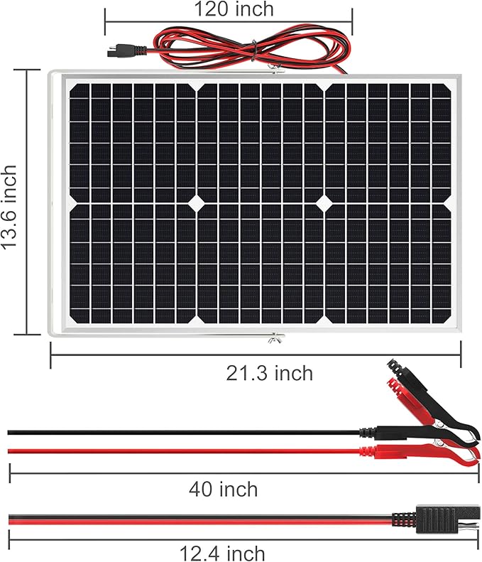 SOLPERK Solar Panel Kit 30W 12V, Solar Battery Trickle Charger Maintainer + Upgrade Waterproof Controller + Adjustable Mount Bracket for Boat Car RV Motorcycle Marine Automotive-Ruum Studio Home