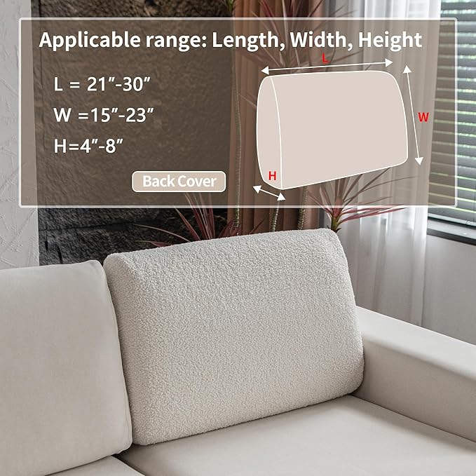 Couch Cushion Covers for Sectional Sofa, Stretch Soft Sofa Slipcovers Washable Wear-Resistant Universal Furniture Protector for Living Room(1 Piece Back Couch Cover, Ivory)-Ruum Studio Home