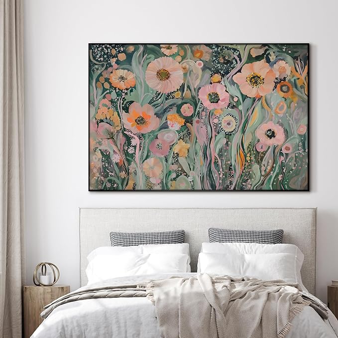 SIGNWIN 46"x72" Extra Large Framed Wall Art Whimsical Garden Bloom, Colorful Abstract Floral for Home Living Room Bedroom Decor (Frame Assembly Required)-Ruum Studio Home
