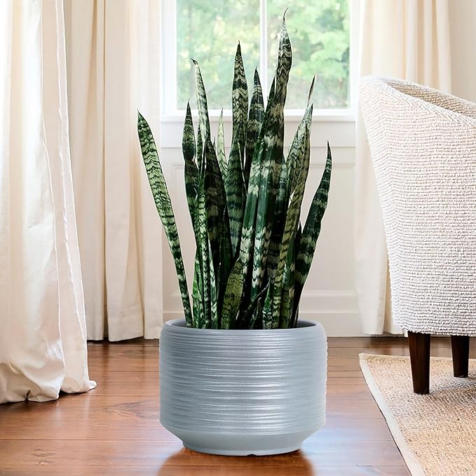 10 Inch Ceramic Plant Pot with Drainage – Large Flower Pot for Indoor Outdoor Plants, Modern Decorative Planter for Patio, Balcony, Garden, or Home Decor-Ruum Studio Home