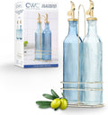 COOK WITH COLOR Glass Olive Oil Bottle Dispenser - 2 Pack- 17oz Oil and Vinegar Cruet - Olive Oil Carafe Decanter for Kitchen-Ruum Studio Home