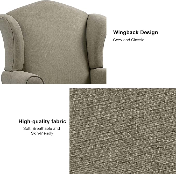 Accent Chair, High Back Upholstered Armchair with High Resilience Sponge & Wood Legs, Mid-Century Modern Comfy Single Sofa Reading Chairs for Living Room, Bedroom (Light Camel, Set of 2)-Ruum Studio Home