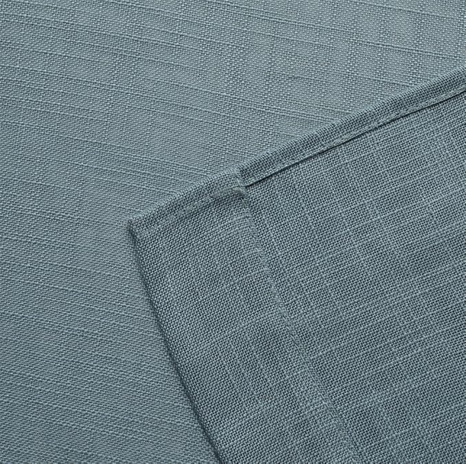 MIUCO Semi Sheer Curtains Poly Linen Textured Solid Grommet Curtains 95 Inches Long for Bedroom 2 Panels (2 x 37 Wide x 95" Long) Teal-Ruum Studio Home