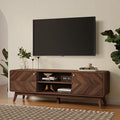 LuxenHome Mid Century Modern TV Stand, 63" TV Stands for Living Room for TVs up to 65", Entertainment Center with Storage, Wood TV Console with Tapered Legs, Television Stands-Ruum Studio Home