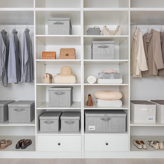 GRANNY SAYS Fabric Storage Bin with Lid, Decorative Storage Box, Extra Large Storage Baskets, Closet Organizer, Gray, 1-Pack-Ruum Studio Home