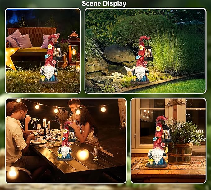Solar Gnome Garden Statue Lights Gnome Figurine with Solar Lantern, Outdoor Garden Waterproof Ornaments Decorations for Yard Lawn Patio – Ideal Gift for Women Mom Grandma-Ruum Studio Home