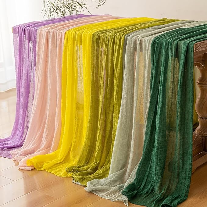 Grey Gauze Rustic Cheesecloth Table Runner 120 Inch 10 FT for Wedding Baby Shower Bridal Shower Birthday Engagement Garden Outdoor Party Long Sheer Boho Decorations-Ruum Studio Home