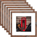 12x12 Picture Frame Set of 6, Display Pictures 8x8 with Mat or 12x12 Without Mat for Wall Mounting,Rustic Brown-Ruum Studio Home