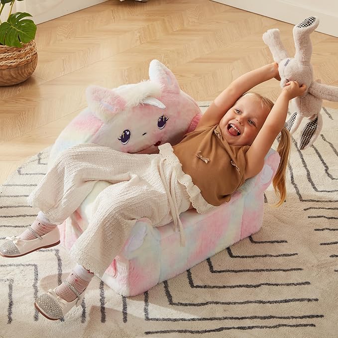 ALIMORDEN Animal Series Kid's Chair, Ultra-Soft Comfy Foam Filled Toddler Sofa Chair, Cute Animal-Shaped Design Toddler Couch, Lightweight Birthday for Baby Boys & Girls (Unicorn)-Ruum Studio Home