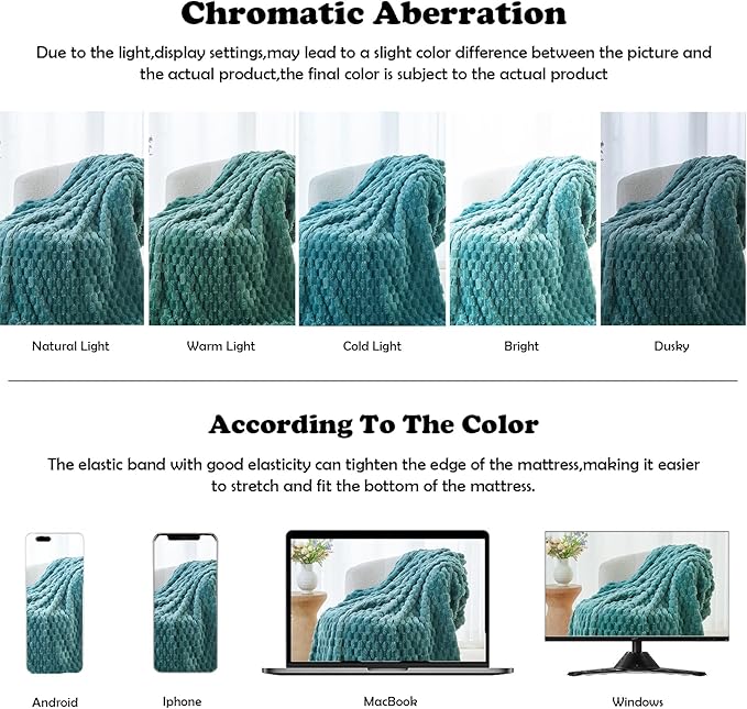 NEWCOSPLAY Super Soft King Blanket Light Teal Premium Silky Flannel Fleece 3D Clouds Stylish Jacquard Lightweight Bed Blanket All Season Use 350GSM (Light Teal, King(90"x110"))-Ruum Studio Home