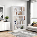 Bookshelf, Open Modern Bookshelf, 5 Shelf Bookcase with Freestanding Display Storage, Wooden Book Shelf for Bedroom, Living Room, Dinning Room, Office, 60 Inch, White-Ruum Studio Home