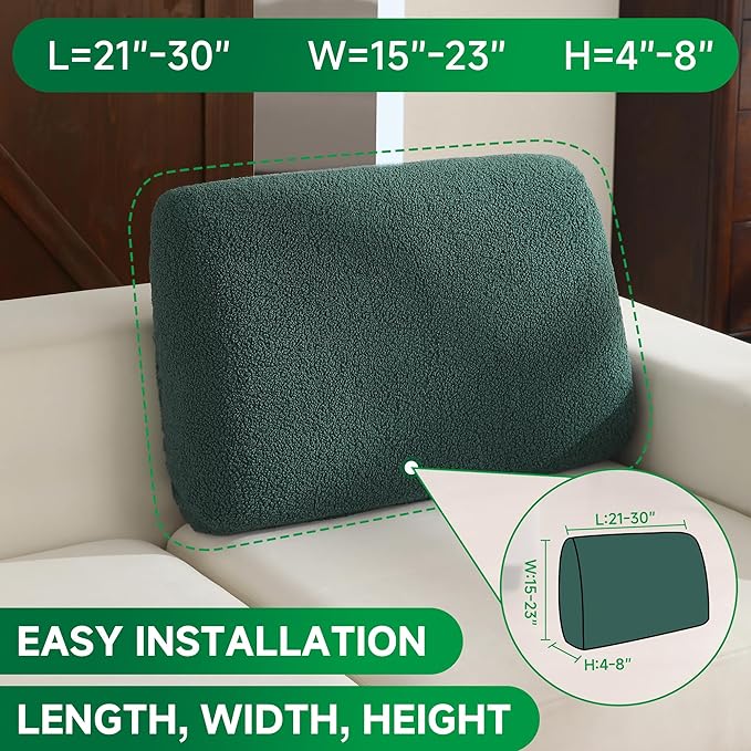 Couch Cushion Covers for Sectional Sofa, Stretch Soft Sofa Slipcovers Washable Wear-Resistant Universal Furniture Protector for Living Room(1 Piece Back Couch Cover, Green)-Ruum Studio Home
