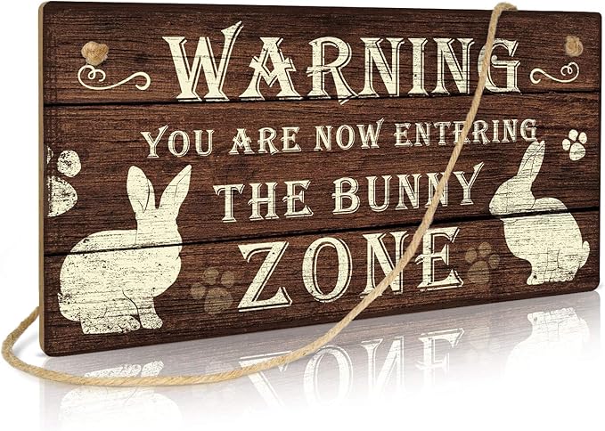 Putuo Decor Funny Rabbit Sign Bunny Rabbit Home Decor Gift Bunny Mom Bunny Lover 12 x 6 Inch (The Bunny Zone) Easter Decorations-Ruum Studio Home