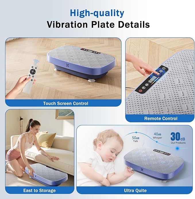 Vibration Plate Exercise Machine, Ultra-Quiet Vibration Plate for Lymphatic Drainage & Body Toning, Whole Body Vibration Platform with Bluetooth, Resistance Bands, Home Gyms Equipment-Ruum Studio Home