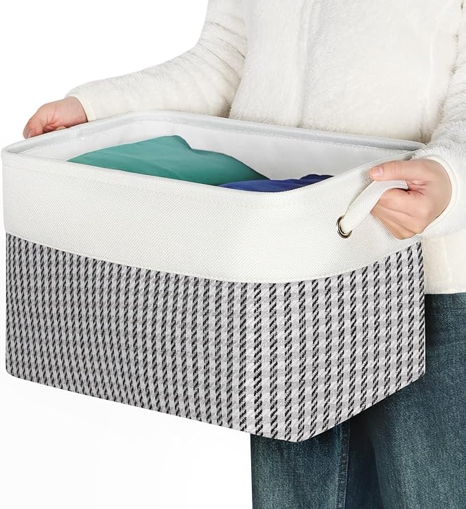 Kntiwiwo Foldable Storage Bins 15" x 10" x 9.5" Fabric Storage Basket Cube with Handles Large Linen Closet Organizer Bins for Organizing Shelf Home, Set of 3, Houndstooth-Ruum Studio Home