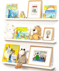 Picture Ledge Shelf for Wall, 36 inches Solid Pine Wood Nursery Book Shelves 3 Packs, Floating Ledge Shelves for Kids' Room Bedroom Bathroom Living Room Photo Frames Office Nursey Wall Decor, White-Ruum Studio Home