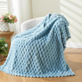 NEWCOSPLAY Super Soft Twin Blanket Blue Premium Silky Flannel Fleece 3D Clouds Stylish Jacquard Lightweight Bed Blanket All Season Use 350GSM (Blue, Twin(60"x80"))-Ruum Studio Home