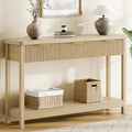 Lulive 51" Fluted Console Table for Entryway, Entryway Table with 3 Wooden Drawers, Farmhouse Behind Sofa Table for Living Room, Hallway, Couch, Foyer-Ruum Studio Home