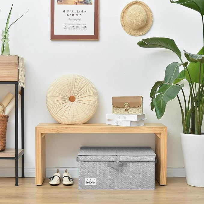 GRANNY SAYS Large Storage Bins with Lids, Decorative Storage Box for Shelves, Fabric Storage Bins Foldable, Storage Basket for Clothes, Keepsake Box, Jumbo, Gray, 2-Pack-Ruum Studio Home